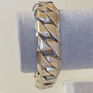 21mm 165gr 925 Silver handmade wide thick bracelet 9 inches chain